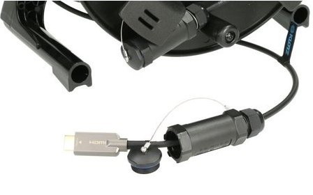 KLOTZ armiertes HDMI 2.0 AOC Kabel auf Trommel, Stecker mit Schutzkappen