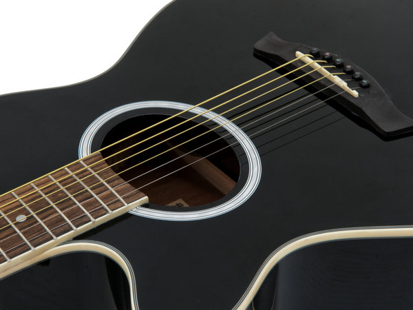 DIMAVERY AW-400 Westerngitarre Linkshänder, schwarz