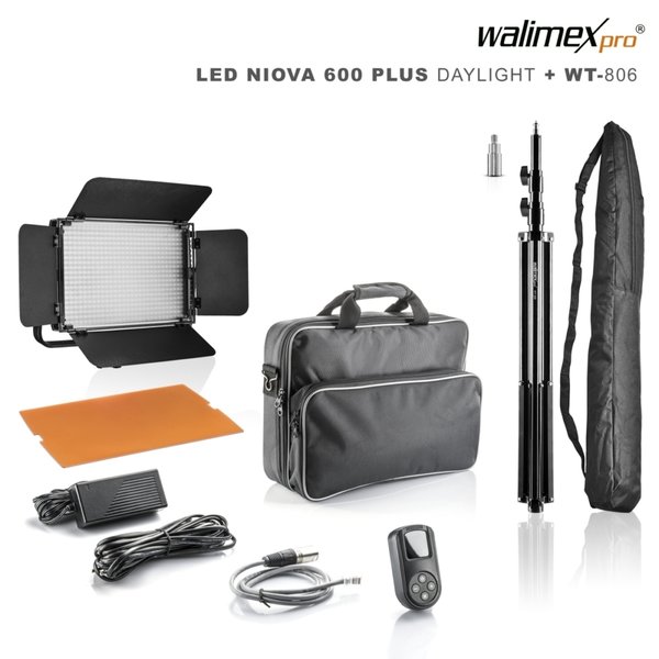 WALIMEX PRO Set LED Niova 600 Plus Daylight 36W und WT-806 Stativ