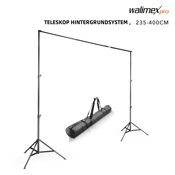 WALIMEX PRO Teleskop Hintergrundsystem XL, 225cm - 400cm