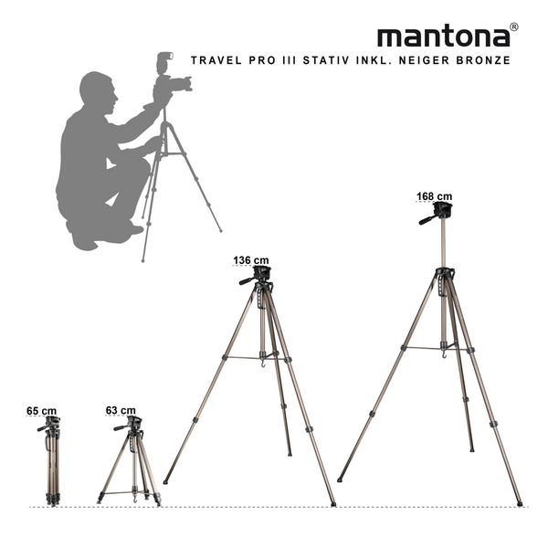 Mantona Basic Travel Pro III Stativ,  bronze