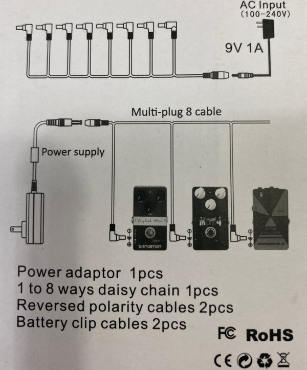 CALINE CP-07B Power Supply 9V 1A + Kabel